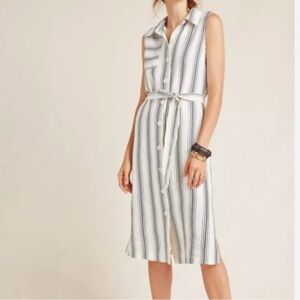 NWT Maeve by Anthropologie Striped Midi Dress Sleeveless Button down Size 6